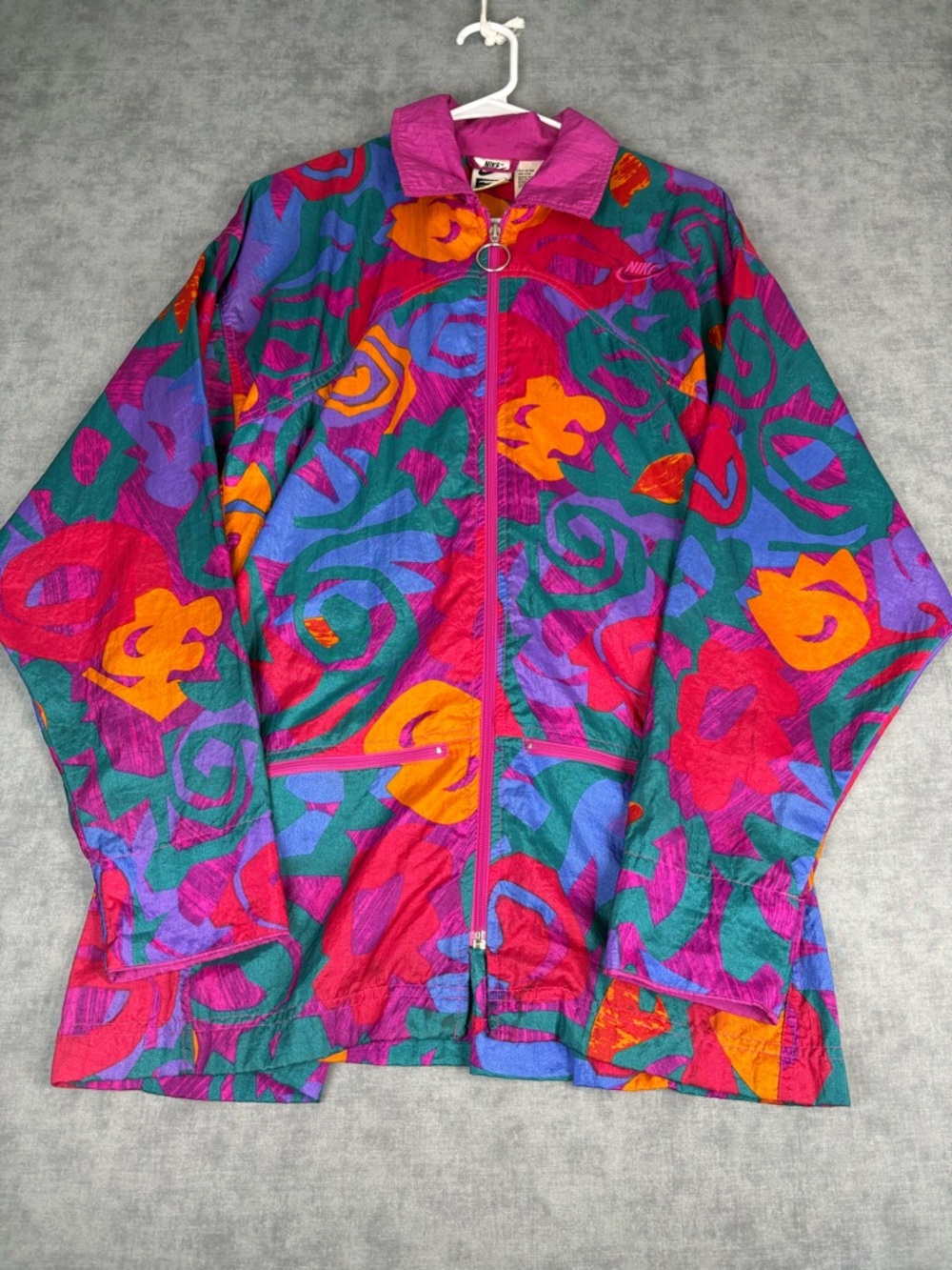 Vintage 90s Nike Elite Windbreaker Jacket Womens M Colorful Full Zip